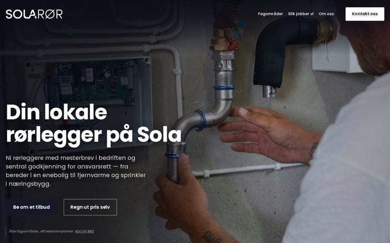 Skjermbilde av utkastet vi laget for Sola Rør